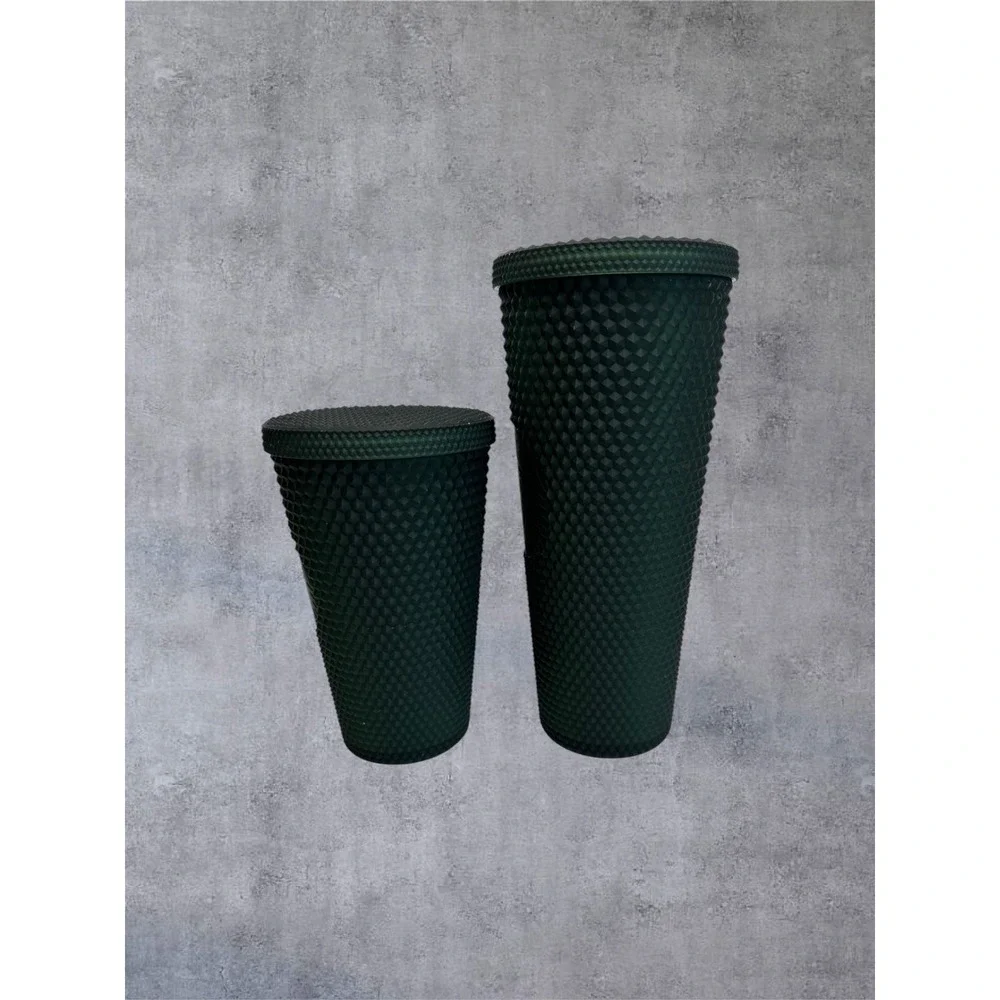 Starbucks Studded Tumbler Set 2 Venti Grande Texture Dark Green Matte Cold Cup